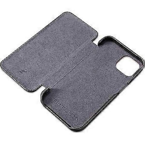 Nahkainen Folio-kotelo yhteensopiva iPhone 13 mini:n kanssa - Vintage-tyyli, aito nahka, kääntöfolio-suunnittelu - Sisäänrakennettu magneettinen sulkeminen - musta