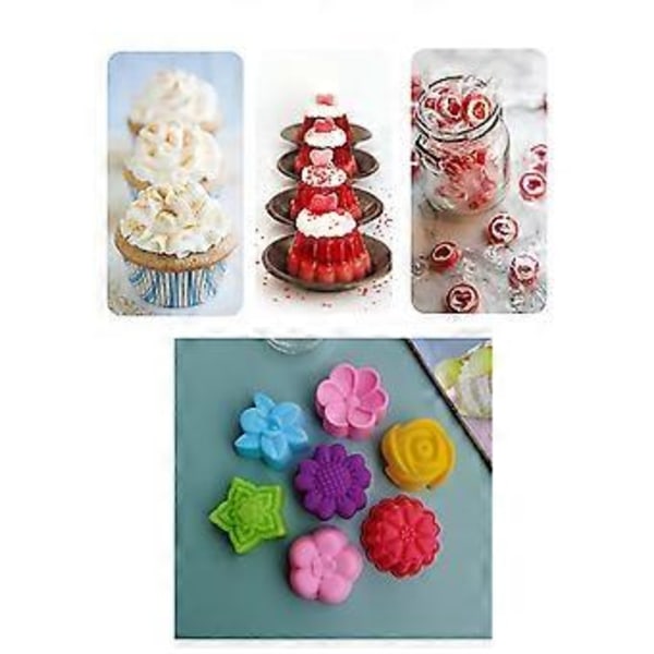 6-pak kageforme, farverige bageforme, blomsterformede, delikate silikonebageforme, perfekte til familiesammenkomster little daisy