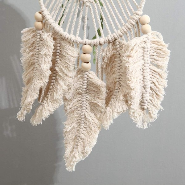 Stor Boheme Macrame Drømmefanger Vævet Bomulds Macrame Vægdekoration