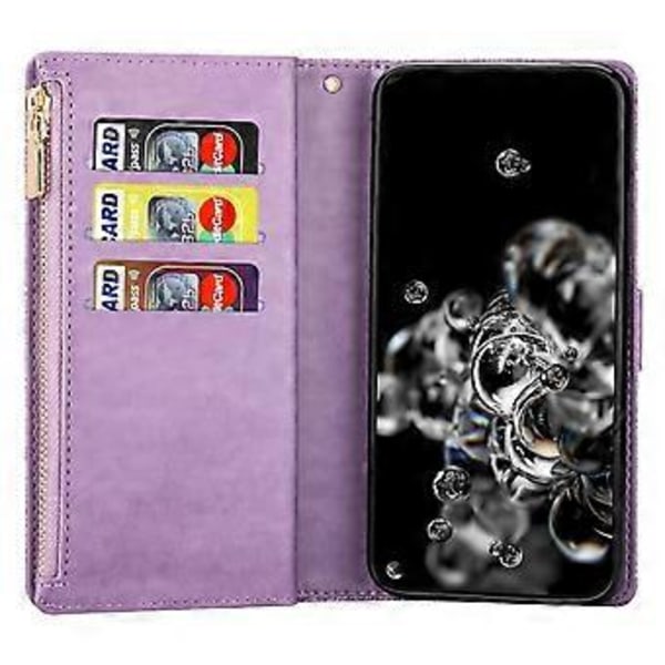 Til Samsung Galaxy A05s 4G Læder Etui Glittery Telefon Cover med Lynlås Pung Style C
