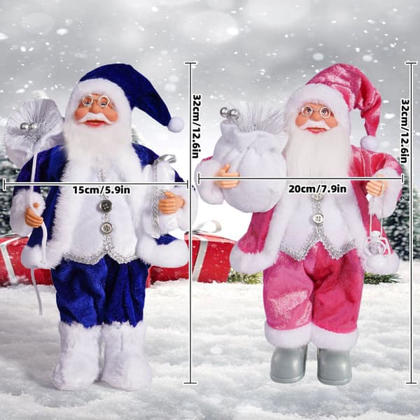 Jul 12-tums Stående Jultomte Figur Julklapps Docka Juldekoration - Rosa Tomte