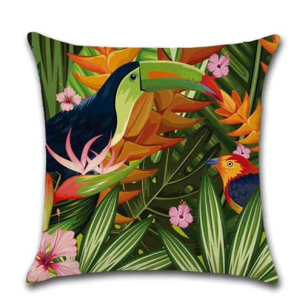 4 kpl tyynynpäällinen 45 x 45 cm linnut kukat trooppiset kasvit T