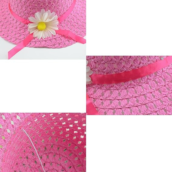 Tyttöjen kukkaheinähattu (hatun ympärysmitta 52-54cm, valkoinen), c