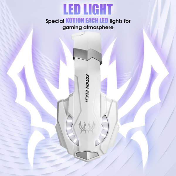 Headset, kablet pc-gamingheadset med LED-lys til PS5, gamingheadset - hvid White