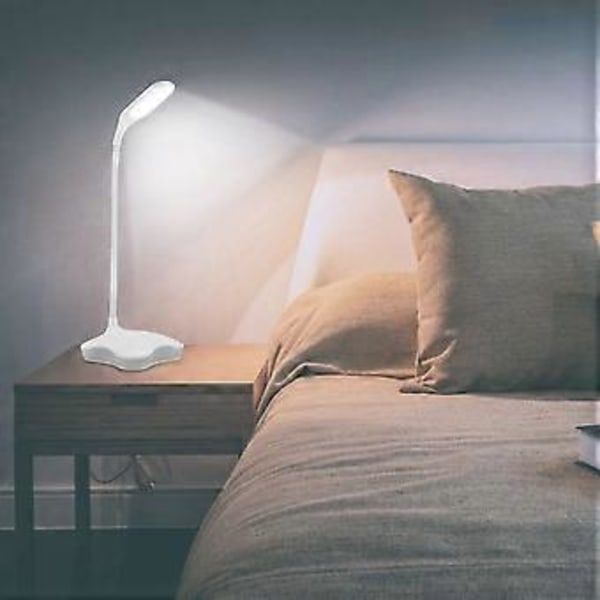 Uppladdningsbar LED Bordslampa Vikbar Skrivbordslampa för Sovrum Läsa Studera Rund Huvud Varm