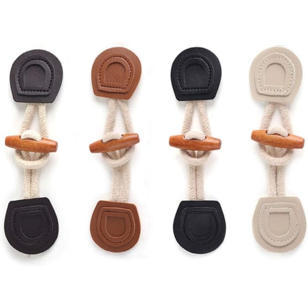 8 Pairs Horn Button Wooden Buttons PU Leather Horn Toggle Button