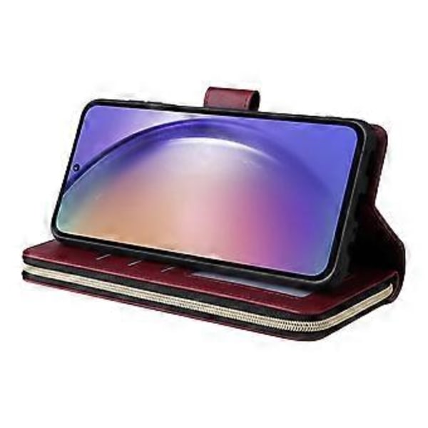 Til Samsung Galaxy A55 5G Etui Kortlommer Lynlås Læder Telefon Cover Style E