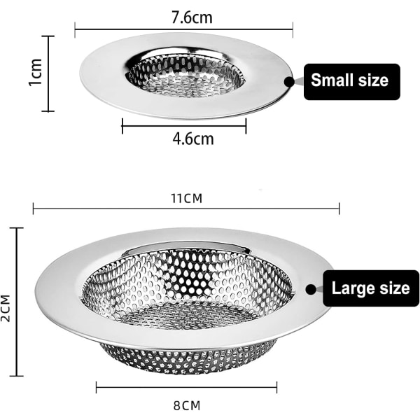 Rustfritt stål vask siler sett med to deler (7,8 CM)