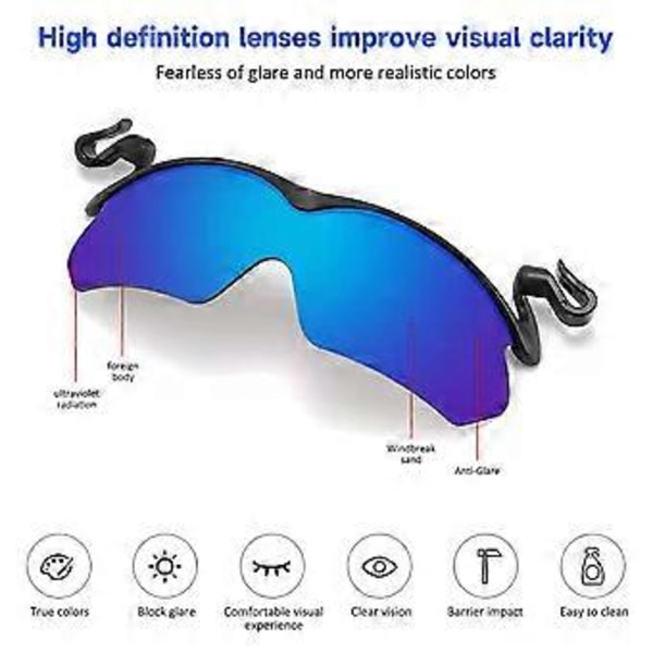 Clip Cap Solbriller, Clip On Hat Polariserede Solbriller, Cykling Fiskeri Jagt UV Beskyttelse Solbriller Blue
