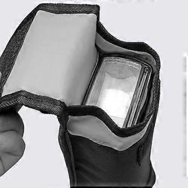 Beskyttende Blitsveske Oppbevaringspose Universell for Lommeblits med Todelt Design og Sikkert Beltefeste Svart