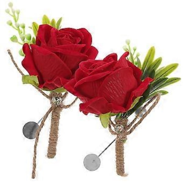 2 stk Bryllup Brudgom Korsasje Brude Rose Boutonnieres Bryllup Boutonniere for Menn Kvinner
