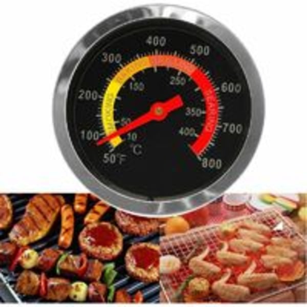 BBQ-termometer i rustfrit stål med temperaturmåler 0-400℃