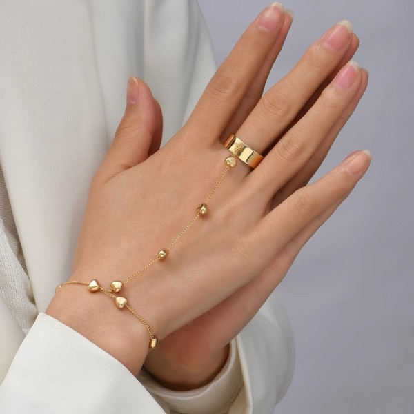 Retro Bohemian Minimalist perle Finger Chain armbånd