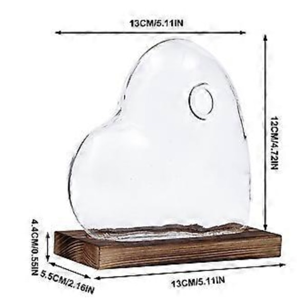 Hjärtmodell Glasvas Ornament Stabil Placering Minimalistisk Design Vas för Bordsdekoration & Heminredning 2 Set
