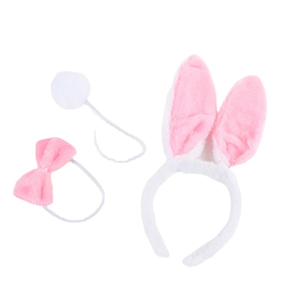 Set med 3 rosa kaninöron pannband plysch öron pannband kanin hai
