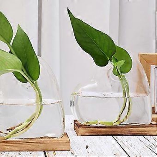 Hjärtmodell Glasvas Ornament Stabil Placering Minimalistisk Design Vas för Bordsdekoration & Heminredning 2 Set