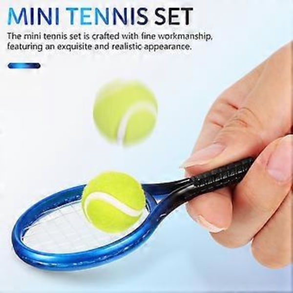4 Sæt Mini Tennis Ketsjer Og Bolde Miniature Tennis Sæt Tennis Ketsjer Sæt Tennis Nøglering Dukkehus Tennis Legetøj Tennis Gaver