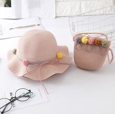 2 sæt lette hatte (47-53 cm hat + taske sæt) pige solhat barn Su