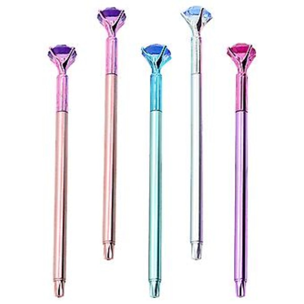 5 st Svarta Refill Gelpennor Diamantdesign Skrivpenna Kontorsmaterial Penna För Student