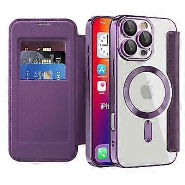 iPhone 16 Pro Max Magneettinen Kotelo Korttipaikoilla RFID-Suojauksella Nahkainen Puhelinkuori Style D