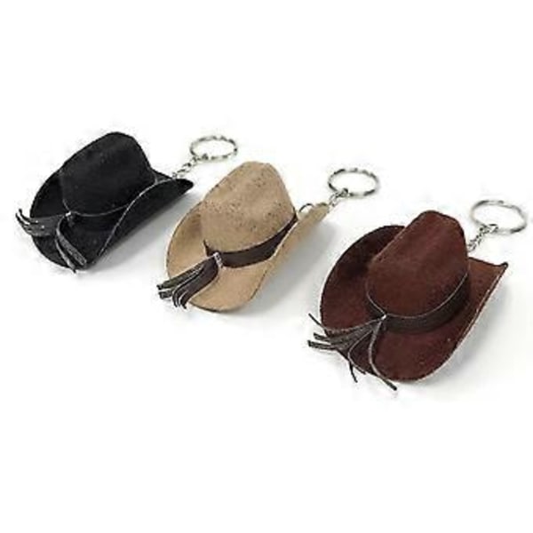 Stilfuld Western Cowboy Hat Nøglering Vedhæng Praktiske Lædernøgleringe Bærbar Taske Nøglering Dekoration til Kvinder Sort Black