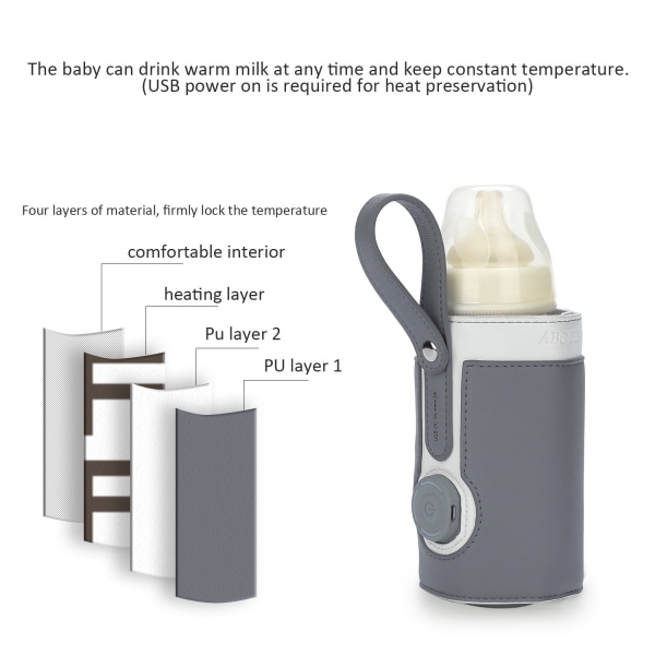 1 stycken Bärbar bilreseflaskvärmare USB Milk Heat Keeper B