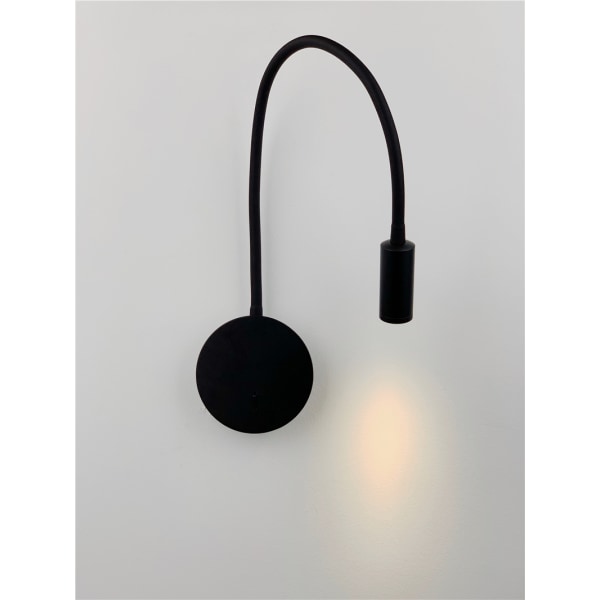 Black 3W Wall Reading Light, Flexible Adjustable Neck Sconce Alu