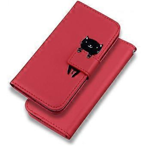 JUSCH Fodral Kompatibelt för iPhone 13 Fodral Plånbok Slim Kreditkortshållare Målad Katt Skydd Kickstand Skyddande Hållbart PU Läder Flip Folio Fodral för