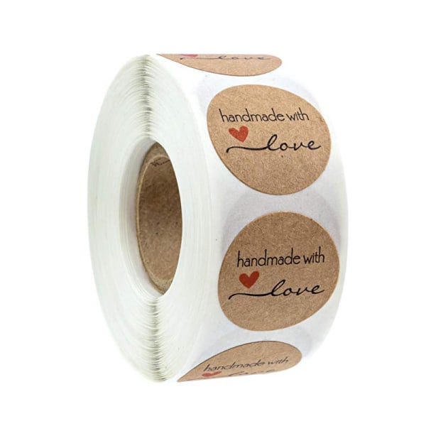 1000 Naturligt Kraftpapper Runt Hemlagat med Love Stickers med