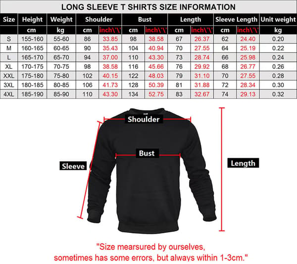 Unisex Langærmet Top - 3 - Størrelse 4XL 4XL