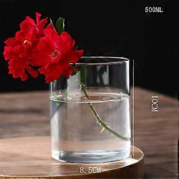 Klar Glasvas Blomvas Minimalistisk Glasvas Cylinderformad Blomvas för Bröllop Vardagsrum Dekorativ Gåva 8.5x10cm