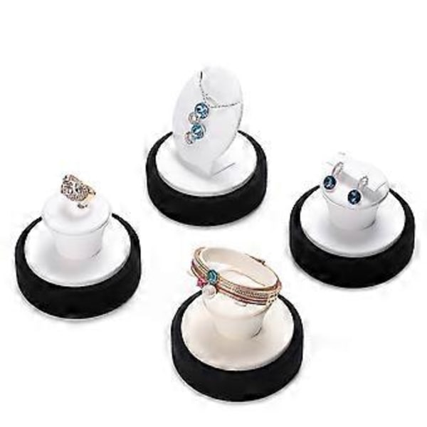 Smykkestativ med glassdeksel, multifunksjonelt oppbevaringsstativ for dametilbehør, ringer/halskjeder/armbånd/øredobber, grå Gray C