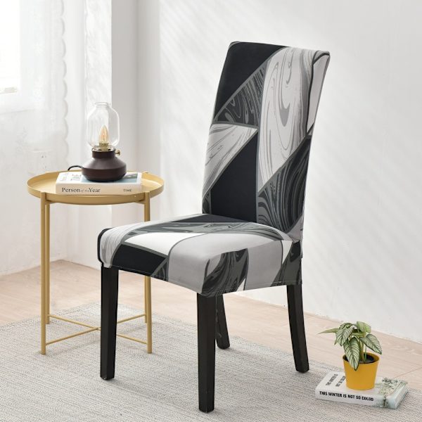Venytä tuolinpäällinen，(Mustavalkoinen geometrinen kuvio)，2 kpl