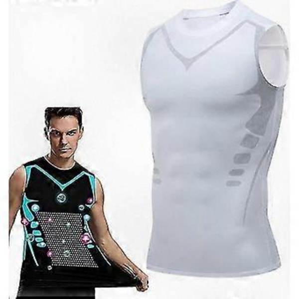 Formande väst för män, 2023 Uppdaterad Jonisk Stil, Bekvämt och Andningsbart Is-Silke Tyg för Perfekt Passform White 2XL