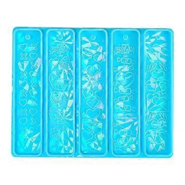 Holografisk Lys og Skygge Bogmærke Silikoneform Epoxy Resin Form til DIY Dekor Håndværk Nøglering Vedhæng Smykkefremstilling Blå Blue2