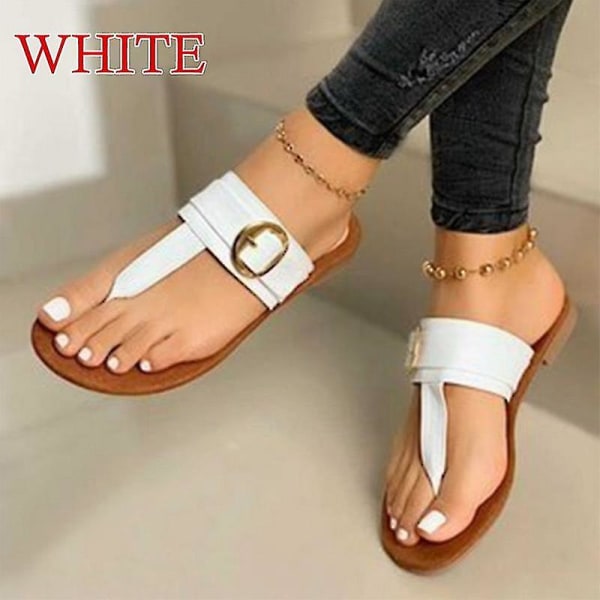 Women Sandals 2023 Summer Outdoor Beach Flip-flop Sandals Solid Fashion  Gladiator Sandals Women Flats Casual Ladies Shoes.39.M223402I