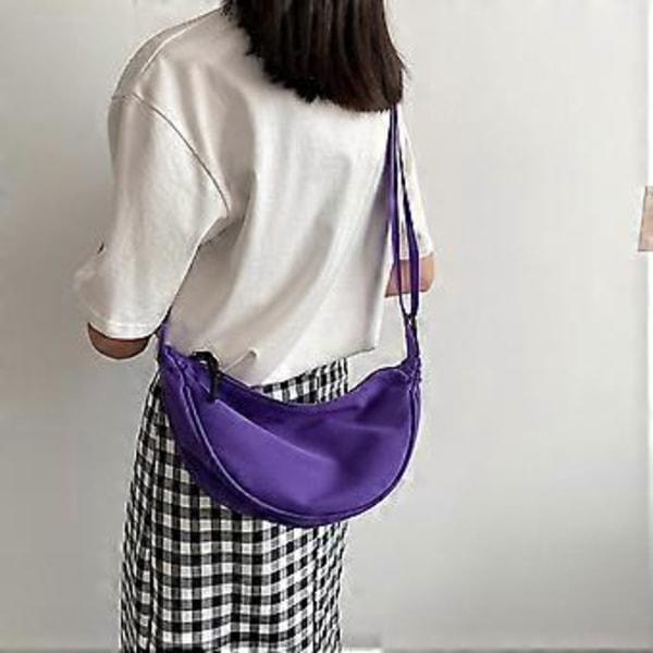 Mote Canvas Skulderveske Brystveske Casual for Fest Studenter Utendørs Hvit Lilla Purple