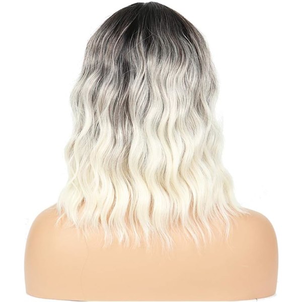 Kort Bob Shadow parykk, 35cm bølget kort syntetisk parykk, kvinners naturlige