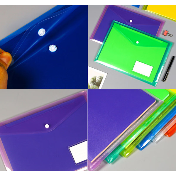 20-pack A4 Plastmapp (Grön) - Dokumentfickor - Tryckknapp