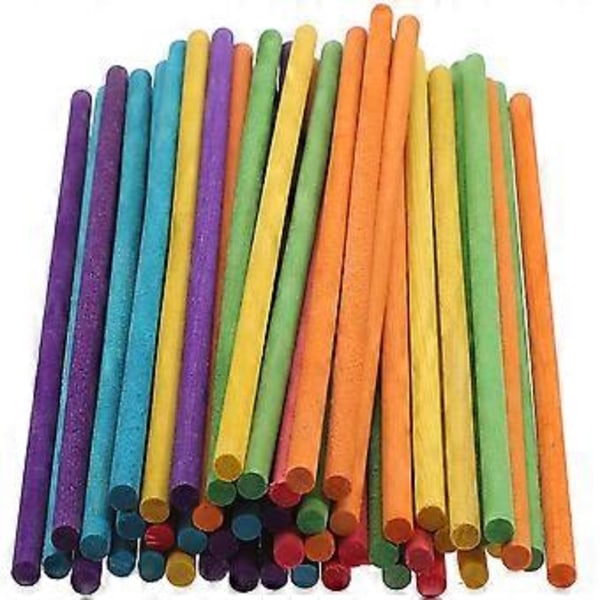 100 stk. farverige træpinde til børn til modeller og skulpturer 20 x 0,5 cm (Assorterede farver) (Størrelse 1)