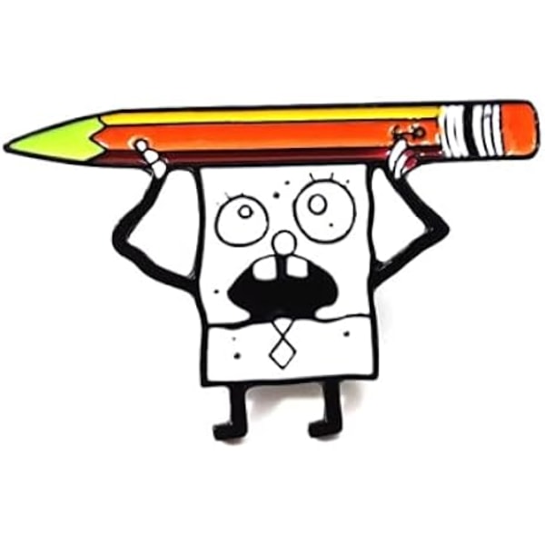 2PCS Squarepants Enamel Pin Hold a Pencil Pin