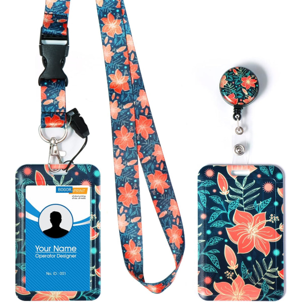 1 stk. badgeholder-lanyard med kortholder, opruller, strop hals med