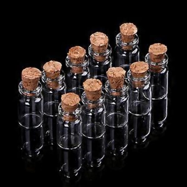 10 stk Mini Glass for Ønskeflaske Hetteglass med Korkpropp Oppbevaringsanheng 0.5/1/2/ Klar