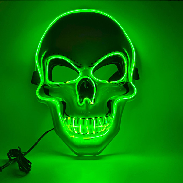 Naamio Led-valo Naamio Halloween Kasvonaamiot, pelottavat Naamiot 3 valaistustilalla (1 kpl, vihreä)