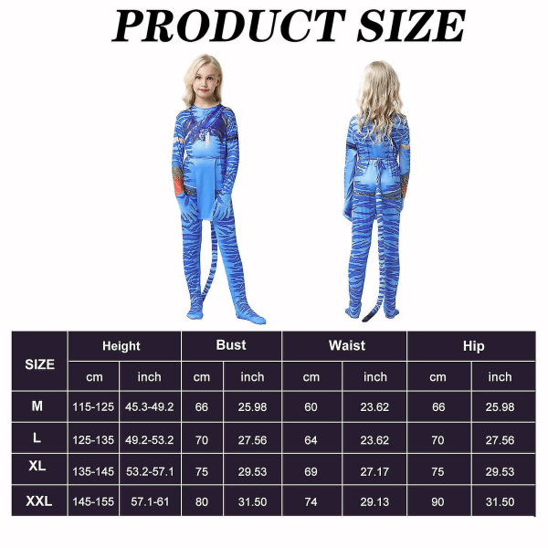 Neytiri Halloween Cosplay Barnkostym Jumpsuit Pojkar &amp; Tjejbody Blå.XXL 150.Mörkblå