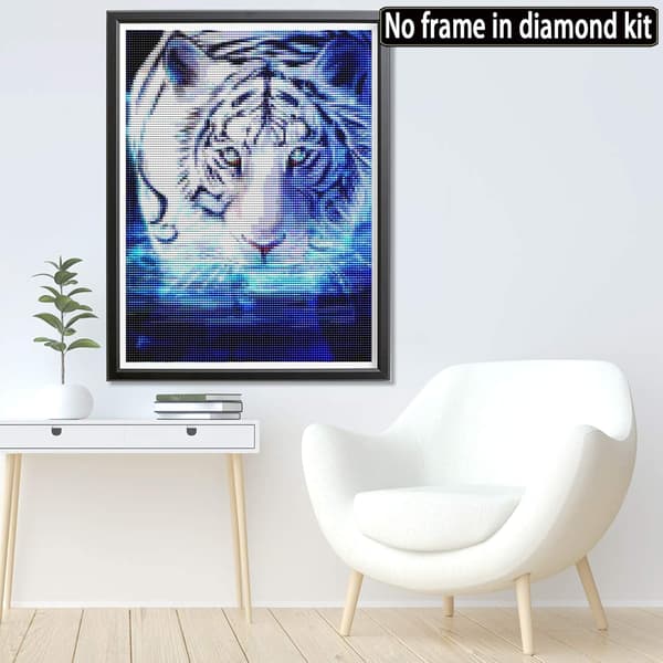 5D Diamantmaling Dyr, Hvit Tiger Full Diamantmaling Ki