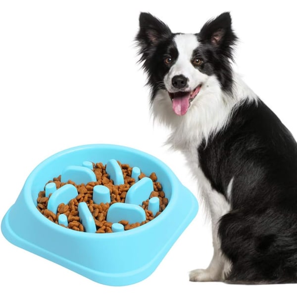 Blå - Skål för långsam utfodring, Vandal Proof Dog Bowl, Interaktiv avgift