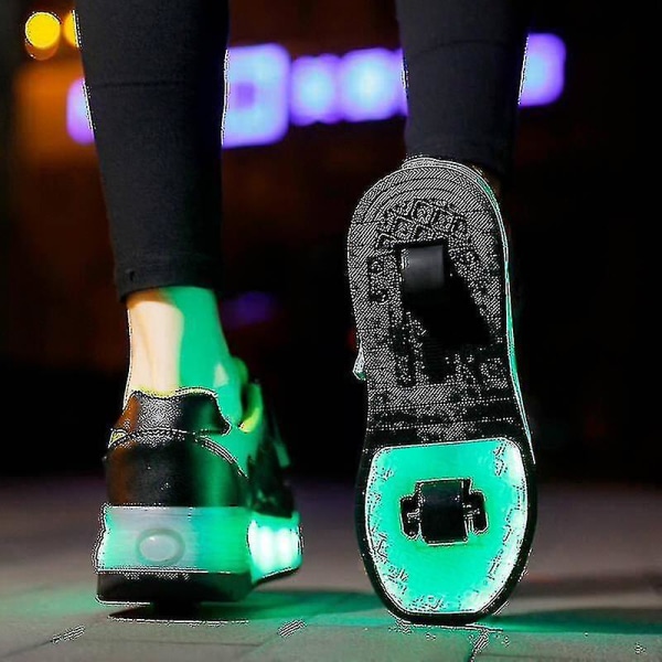 Barns Sneakers Dobbelthjulssko Led Lyssko Q7-yky.30.Hvit