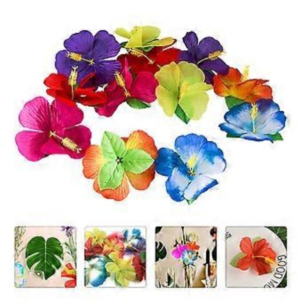 72 stk. Simulationsblomst Hawaii Dekorationer Falske Hibiscusblomster Ornamenter (Tilfældig Farve)