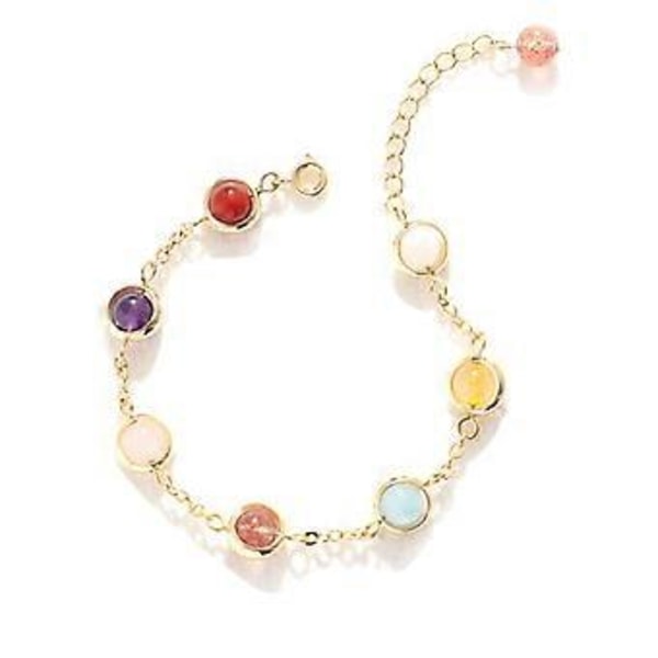 Dww-Armbånd i natursten (længde 20 cm), armbånd med farvede krystal charms, elastisk armbånd, smykker i ædelsten
